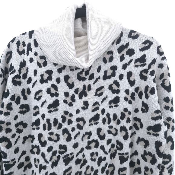 Kut from the Kloth Boxy Neutral Animal Leopard Print CowlNeck Pullover Sweater S - Picture 2 of 13